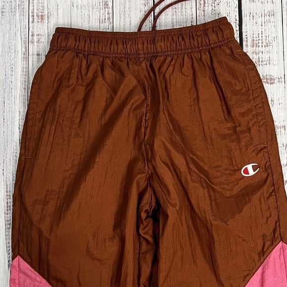 Vintage Champion Joggers Tracksuit Sweatpants Mens S Small Side Zipper Rust/Pink - Picture 9 of 12